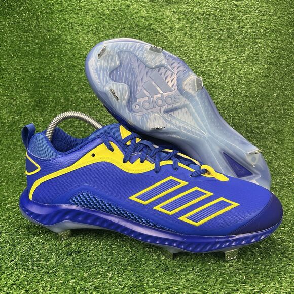 Adidas Bounce Baseball Metal Cleats Men's 11.5 GZ0451  Blue/Yellow Athletic Shoe - Picture 1 of 17